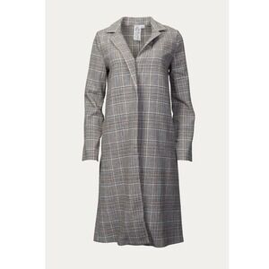Sadie & Sage checked long coat Run To Me Office Chic Women's SZ S Old Money Open